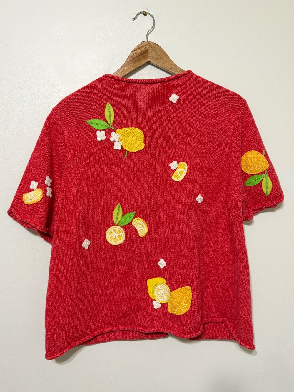 Susan Bristol Vintage Lemon Knit Cardigan Sweater Size Large XL Vtg - Picture 7 of 9